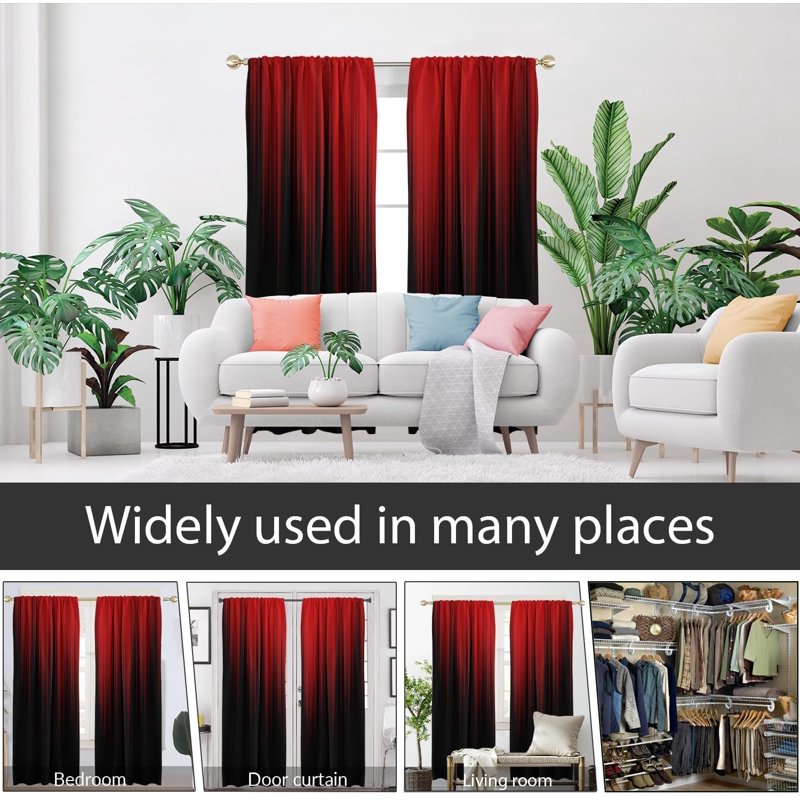 Gothic Ombre Curtains 42x84 Inches Dark Gradient Fabric Drapes for Bedroom & Living Room, 2 Panel Set