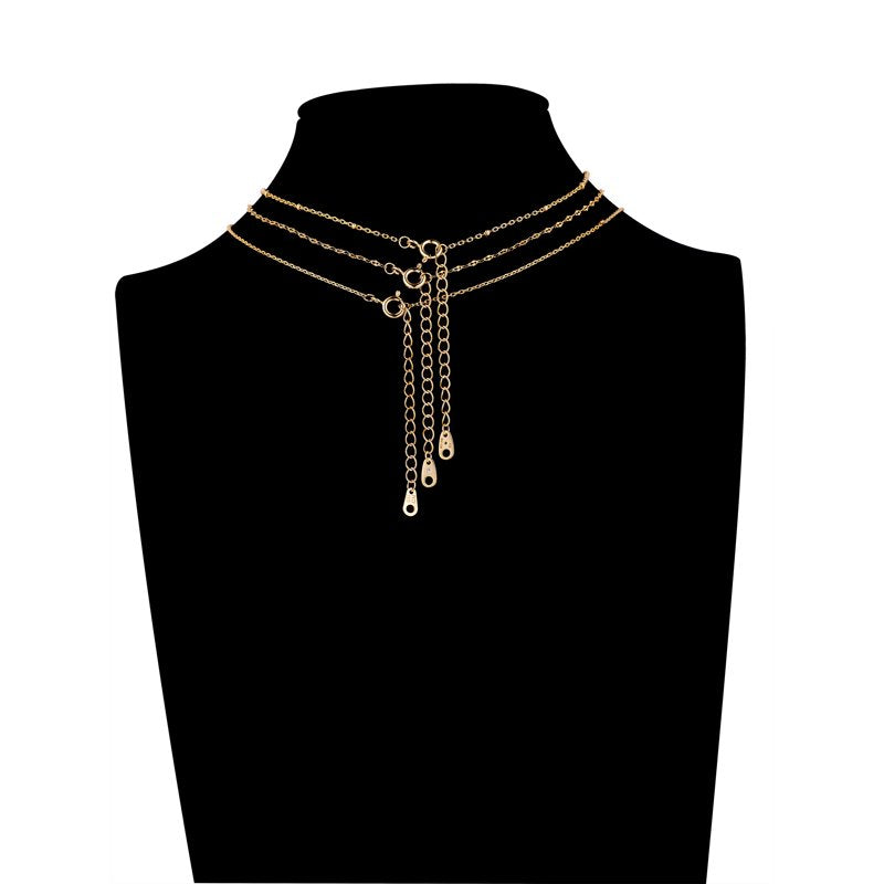Gold Flash Plated Initial Necklace Set with Cubic Zirconia - Multiple Letters