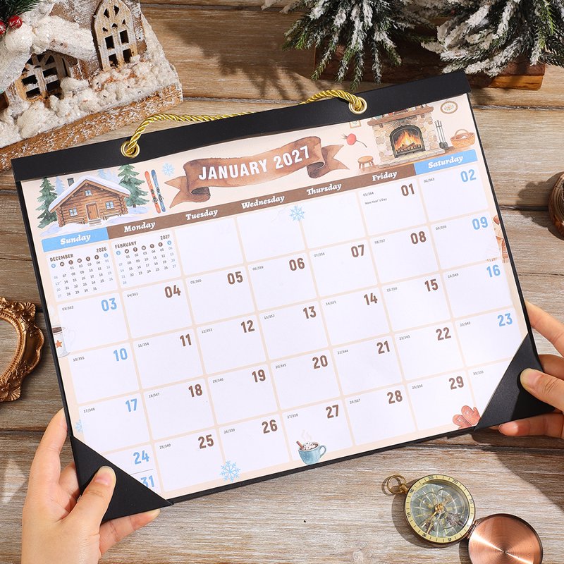 2027 Wall Calendar Planner - Large Monthly Home Wall Calendar with Watercolor Pattern