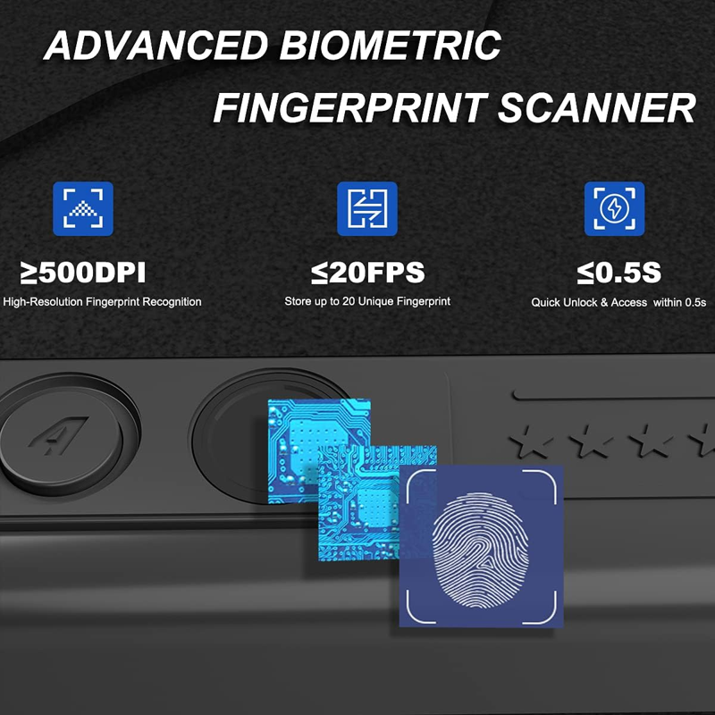 Biometric Pistol Safe with Digital Keypad - Quick-Access Handgun Security for Home Car Nightstand