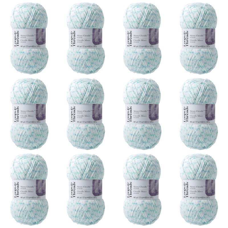 Medium Weight Chenille Yarn 12 Pack for Knitting Crochet & Crafts - Multi Colors