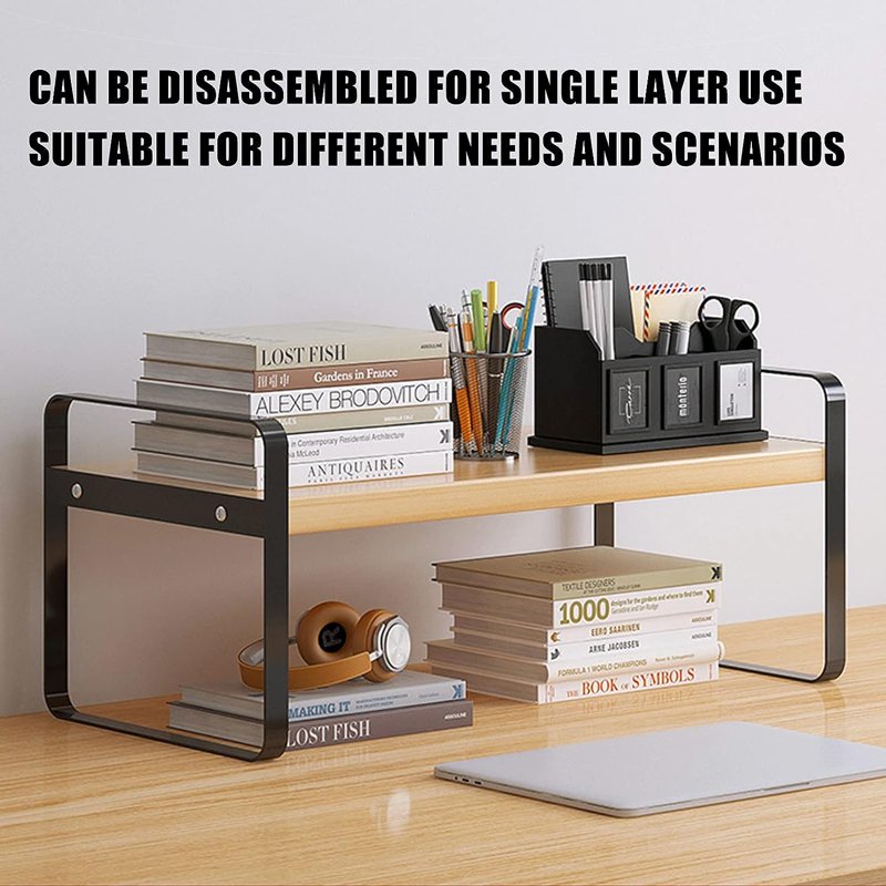 Wooden Desktop Organizer Shelf for Home Office and Workspace
