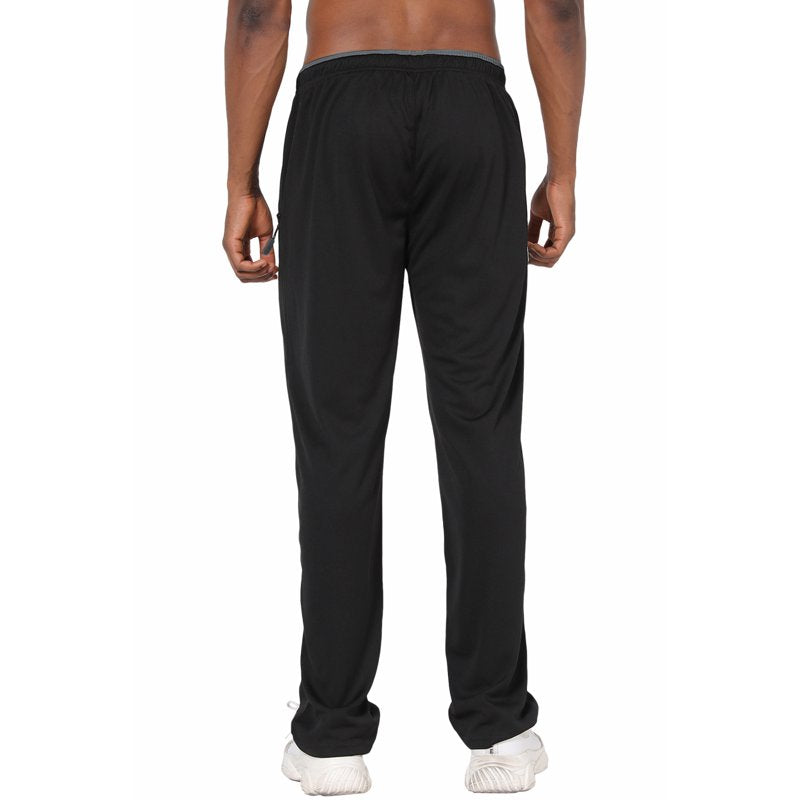 Men's Athletic Mesh Running Pants with Pockets - Open Bottom Fitness Sweatpants