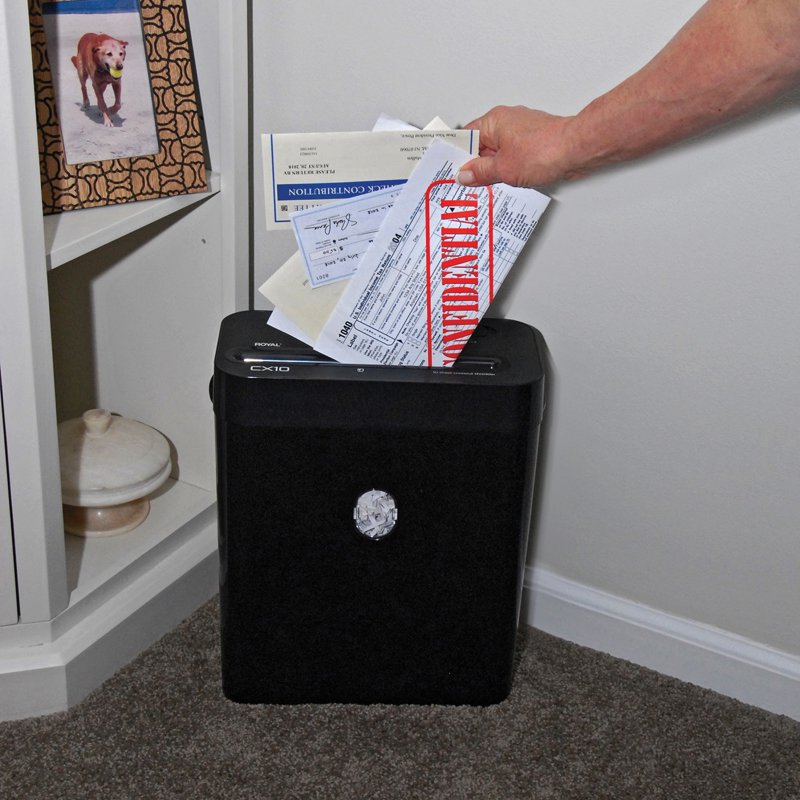Personal Crosscut Paper Shredder 10 Sheet Capacity with Waste Bin