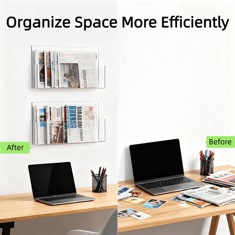 Wall-Mount Acrylic Document Holders 2-Pack for Legal Size Files & Brochures