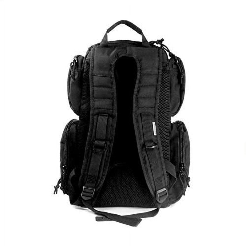 Heavy Duty Range Backpack with Rain Cover - Tactical Shooting Bag, 900D Polyester, US Flag Patch, Black