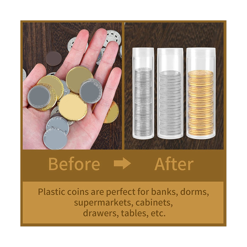 Assorted Coin Storage Tubes Set - Clear Plastic for Coins & Art Supplies