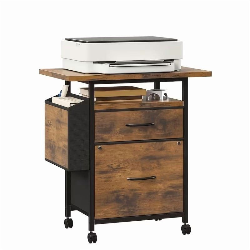 24 Inch Mobile File Cabinet with 2 Drawers & Printer Stand - Office Organizer