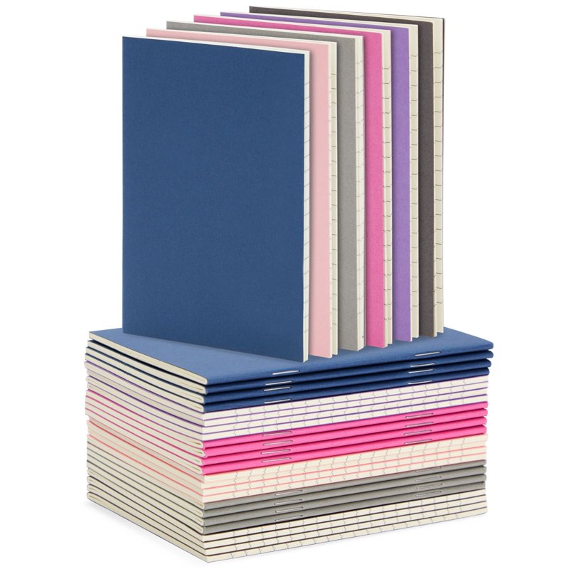 Mini Paper Notebooks Set - 24 Bulk Pocket Journals for Kids & Adults, 6 Colors, 3.5 x 5 in
