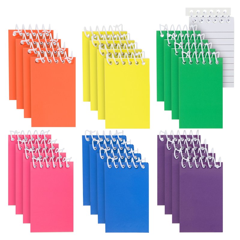 Mini Rainbow Notepad Set - 24 Pocket Journals for Kids, School, Party Favors