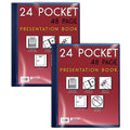 Blue 24-Pocket Presentation Book with Clear View Front Cover - 48 Sheet Pages, Durable Poly Cover
