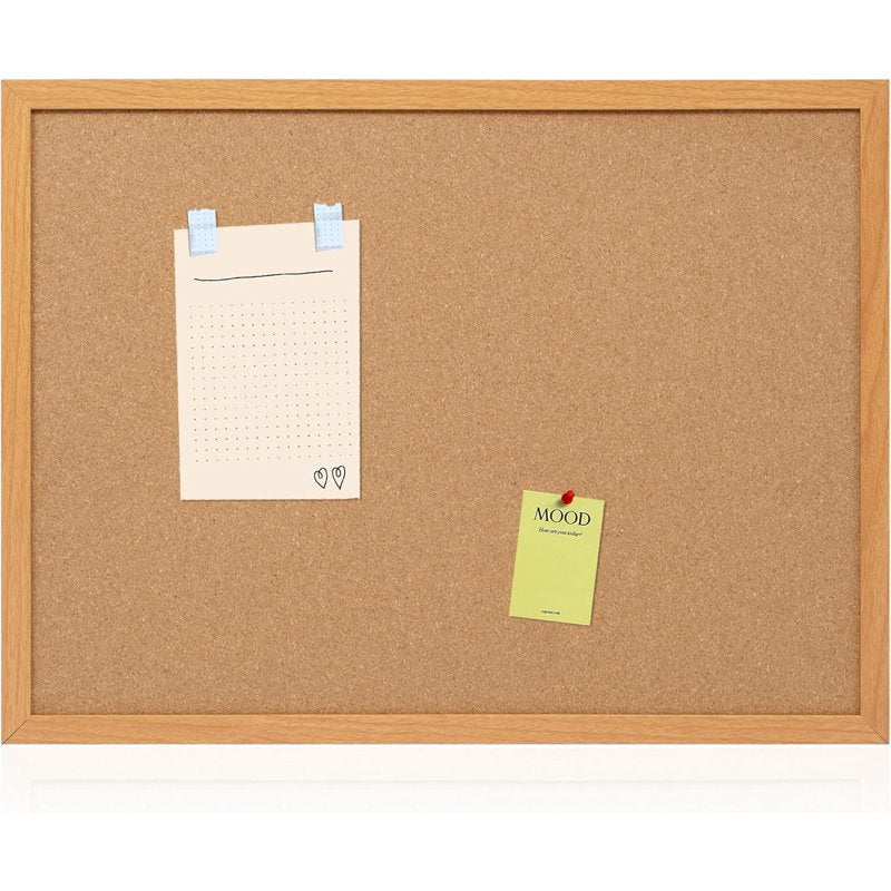 Large Cork Bulletin Board with Wood Frame - Wall-Mounted Pin Board for Home & Office