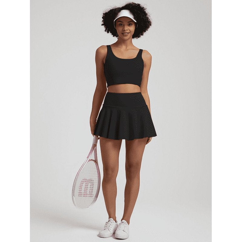 Women's Pleated Tennis Skirt with Shorts & Side Pocket - High-Waisted Athletic Skirt for Yoga, Gym, Running