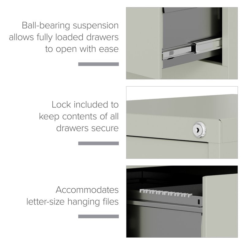 Horizontal Metal File Cabinet with Lock & 2 Drawers - Commercial Grade