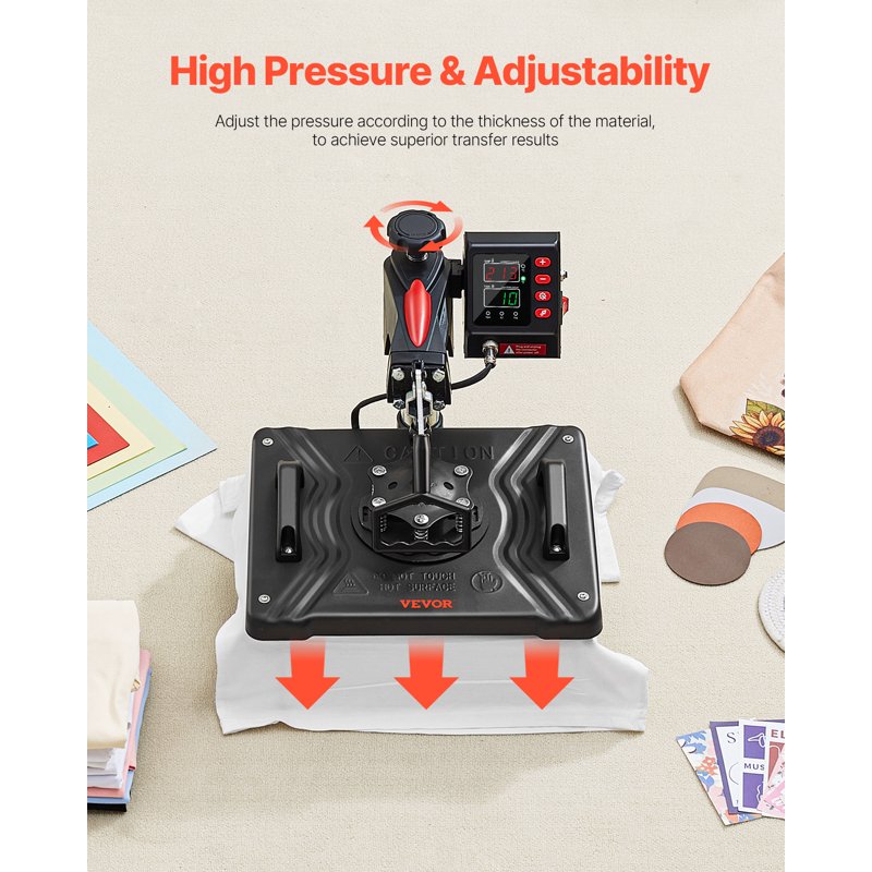 5-in-1 Digital Heat Press Machine for T-Shirts Hats Mugs Plates