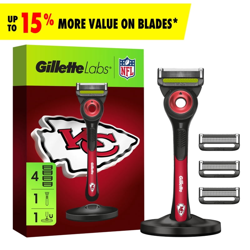 Gillette Labs Chiefs Gameday Razor Bundle with Blade Refills & Magnetic Stand