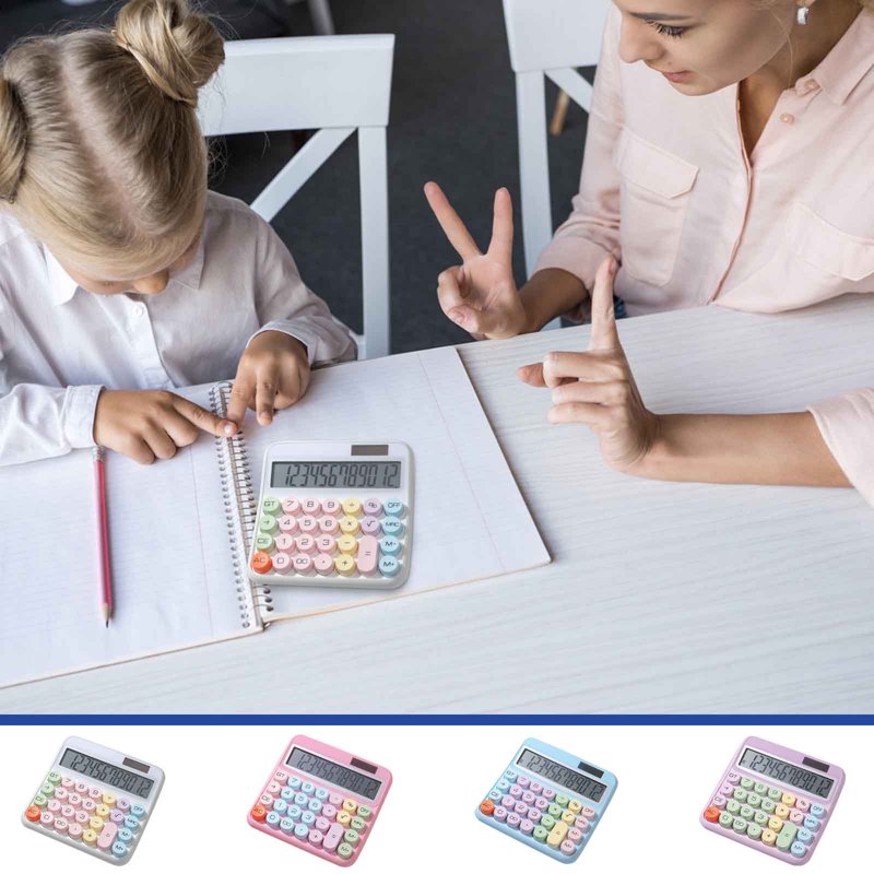 Mechanical Calculator 12 Digit Retro Style Solar & Battery Powered Office & School Use