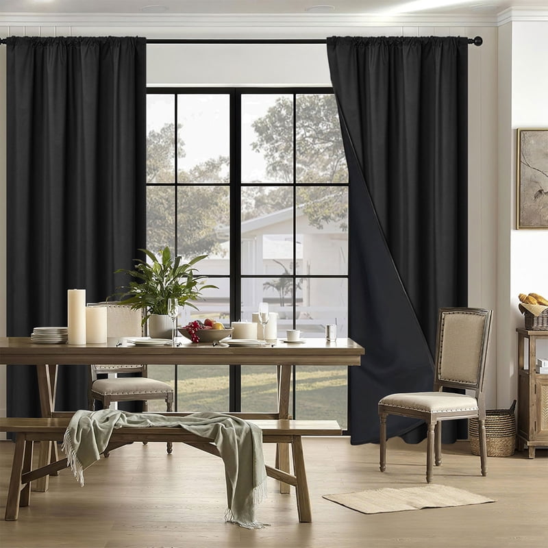 Blackout Thermal Insulated Curtains for Living Room & Bedroom - Noise & Light Blocking