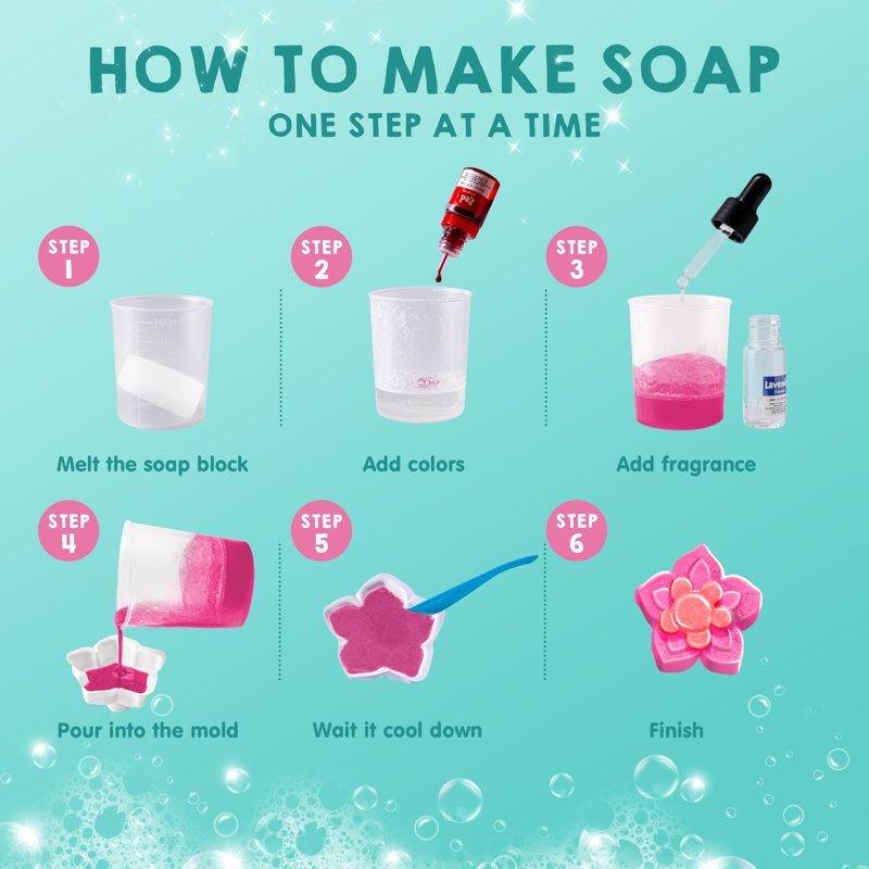 Kids Soap Making Kit with Molds for DIY Bath Bombs & Soaps - Creative Gift for Ages 8+