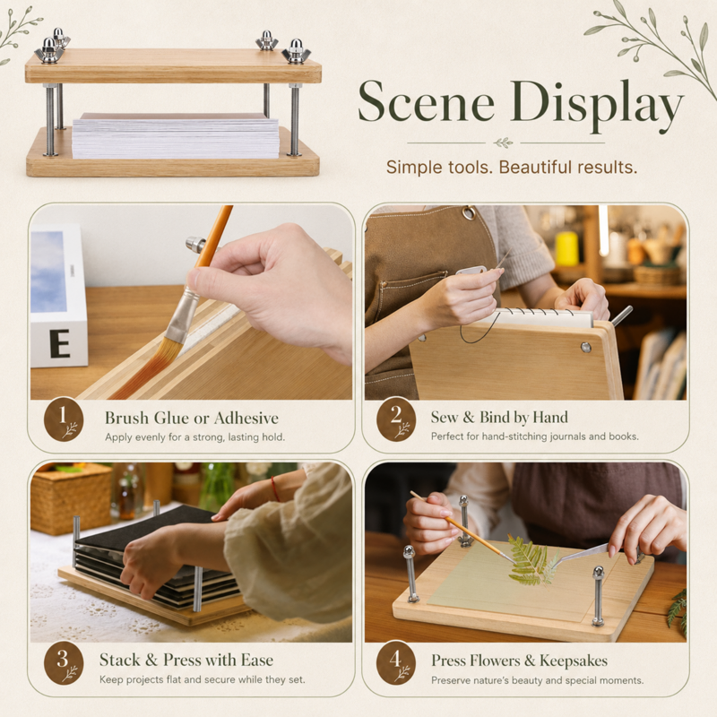 DIY Book Binding Kit with Wooden Press and Tools for Handmade Journals