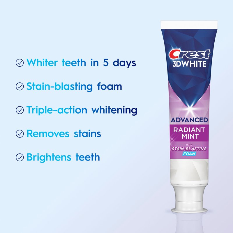 Whitening Toothpaste Pack with Fluoride - Radiant Mint, 3.3 oz, 2 Pack