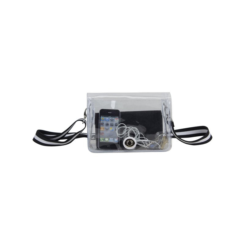 Clear Crossbody Bag with Webbing Strap - Unisex Fashion Purse