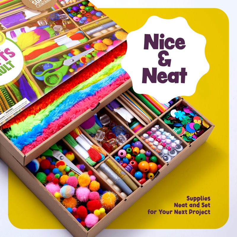 Kids Arts & Crafts Kit with Supplies in Storage Case for Creative Projects