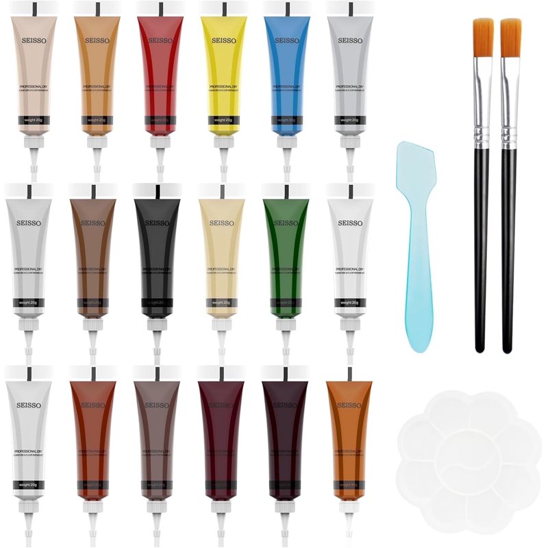 Leather Repair Kit with 18 Colors for Furniture Car Seats & Shoes - DIY Dye Set