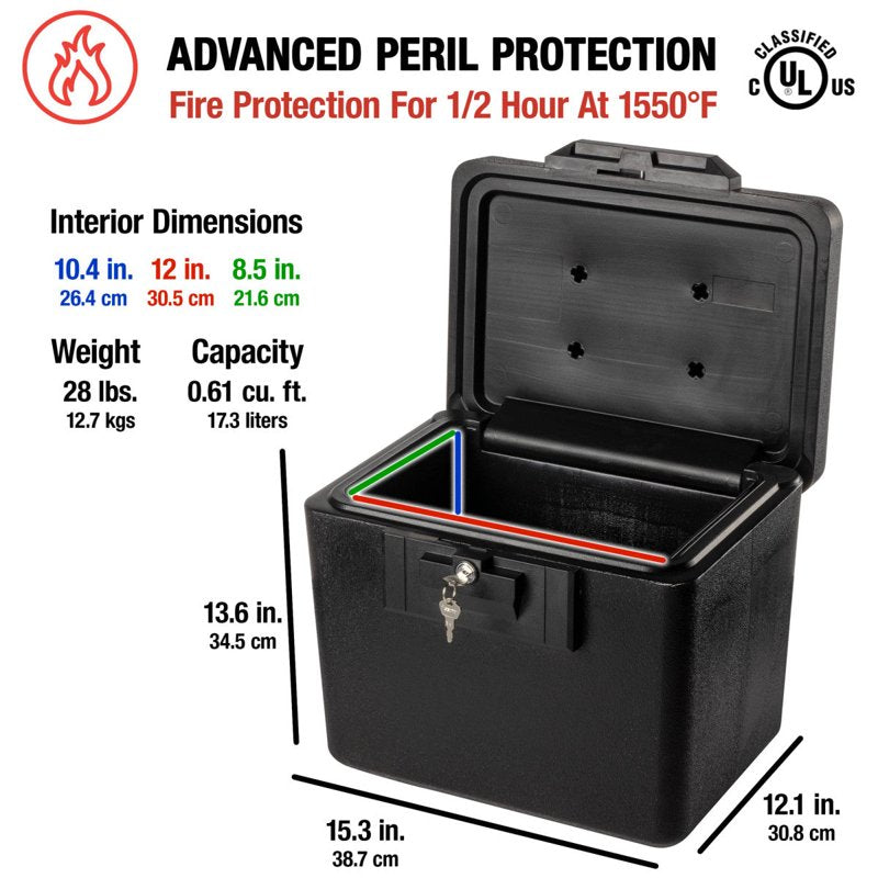 Fireproof Document Safe with Key Lock - 0.61 CuFt Black Security Safe