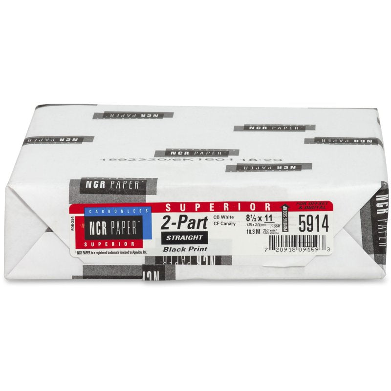 Carbonless Paper 2-Part White & Canary Sheets for Digital Printing - 500 Sheets
