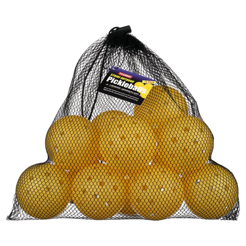 Tourna Strike Outdoor Pickleballs – 12 Pack in Mesh Bag