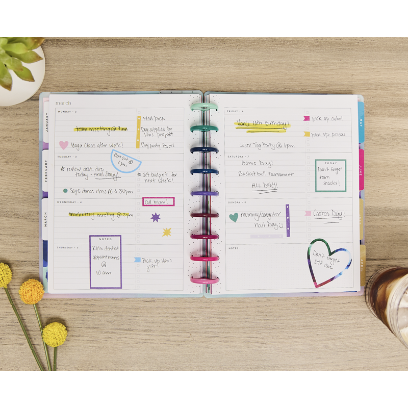 Monthly Weekly Classic Planner Jan-Dec 2026 Live in Color with Sticker Sheets - Discbound Organizer