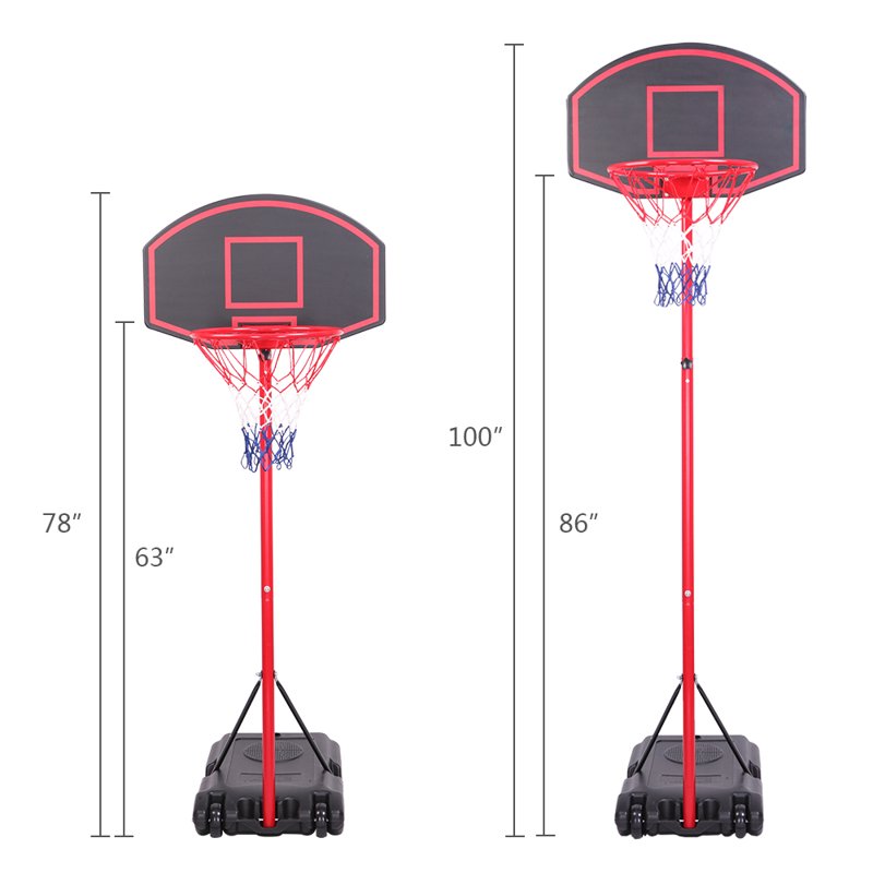Adjustable Portable Basketball Hoop System with Wheels for Indoor Outdoor Kids & Teens