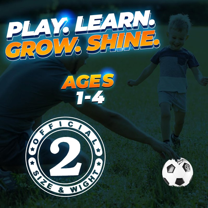 PlayBolt Youth Soccer Ball Size 2 – 4 Pack with Pump for Indoor & Outdoor Play