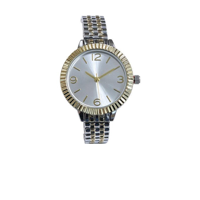 Women's Two-Tone Analogue Watch with Silver Dial and Gold Hands