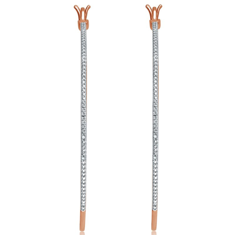 Women's Rose Gold Hoop Earrings with Diamond Accent Jewelry