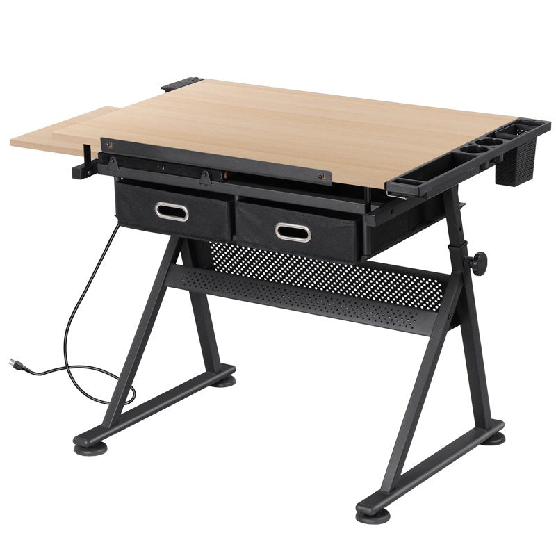 Adjustable Drafting Table Art Desk with Steel and Wood Construction - Multiple Colors