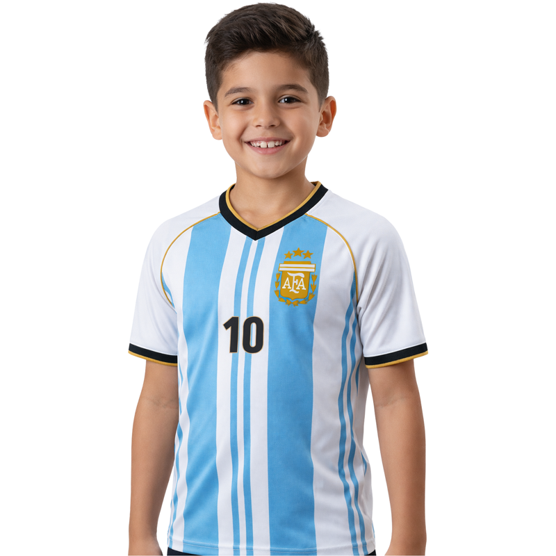 Youth Messi #10 Argentina Jersey Sky White 100% Polyester – Variation: Child S