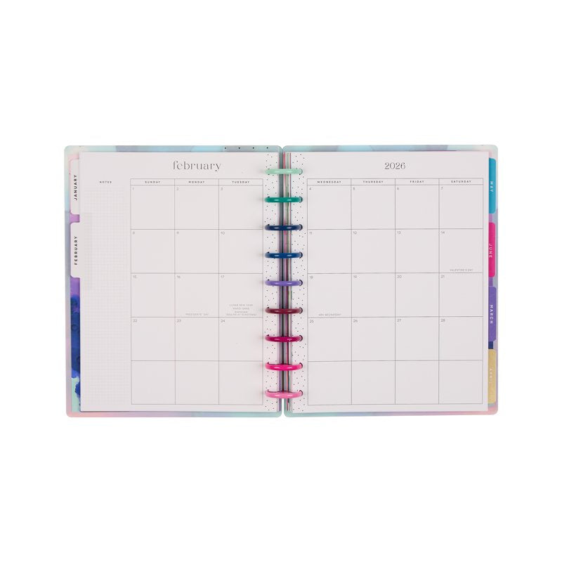 Monthly Weekly Classic Planner Jan-Dec 2026 Live in Color with Sticker Sheets - Discbound Organizer