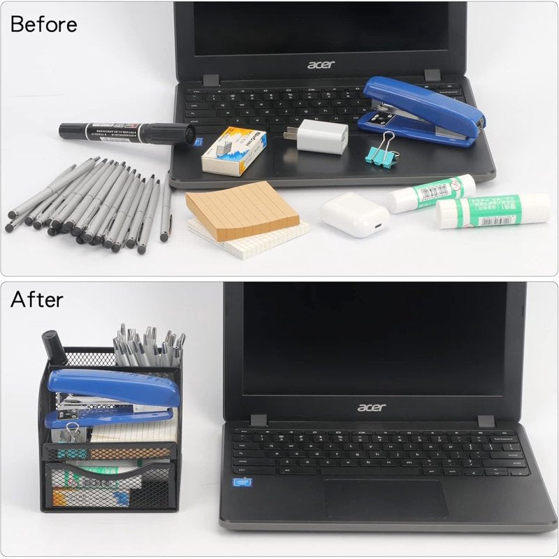 Mesh Desk Organizer with Drawer and Compartments for Office & Home