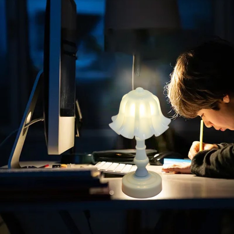 Battery-Powered Orchid Flower Style Table Lamp for Bedroom & Nightstand