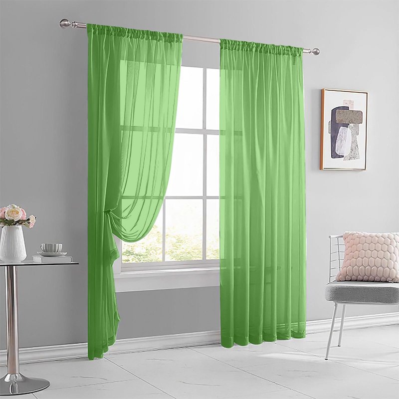 Light Filtering Semi-Sheer Polyester Window Curtain Panel with Rod Pocket
