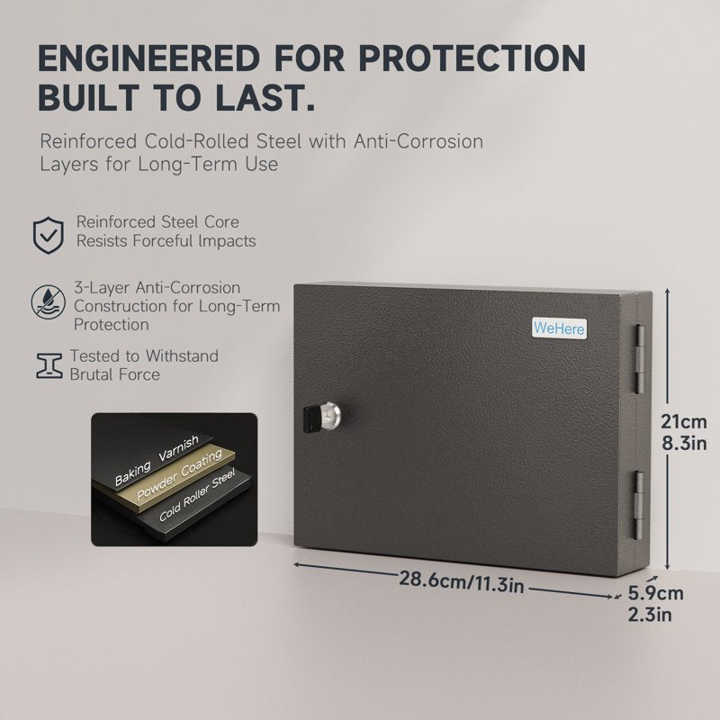 Large Key Lock Box with Dual Locking Method - Security Storage Cabinet for Home & Business
