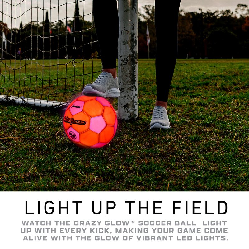 Glow in the Dark Soccer Ball - Official Size 5 with Impact-Activated LED Lights for Indoor & Outdoor Play