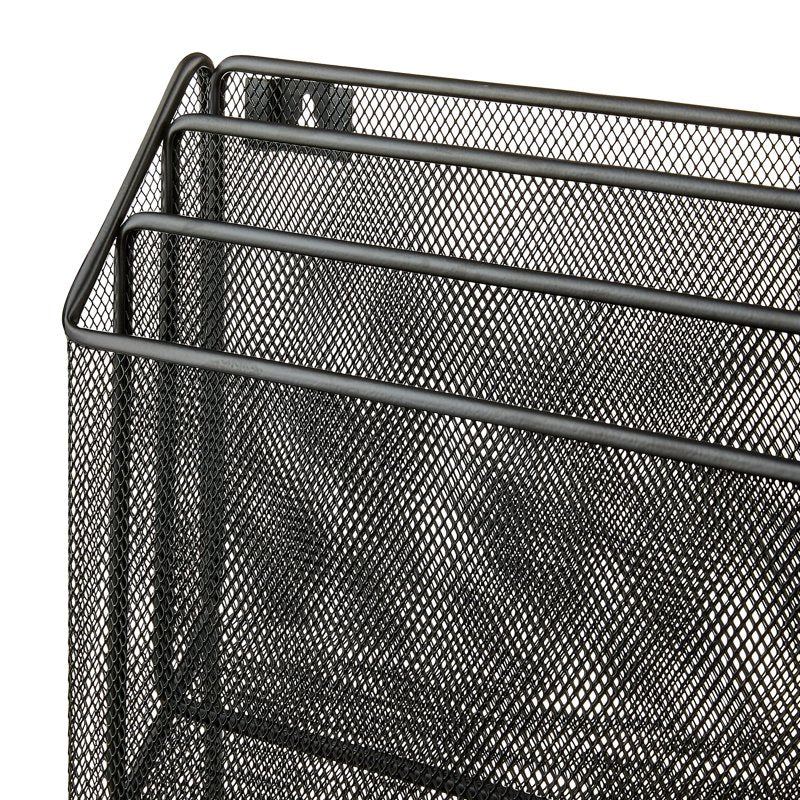 Desktop Organizer with 3 Compartments - Metal Mesh Desk Storage Black