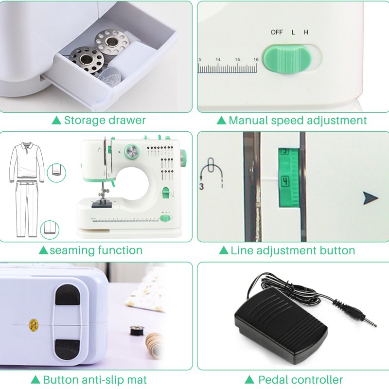 Portable Sewing Machine for Beginners with 16 Stitches & Foot Pedal