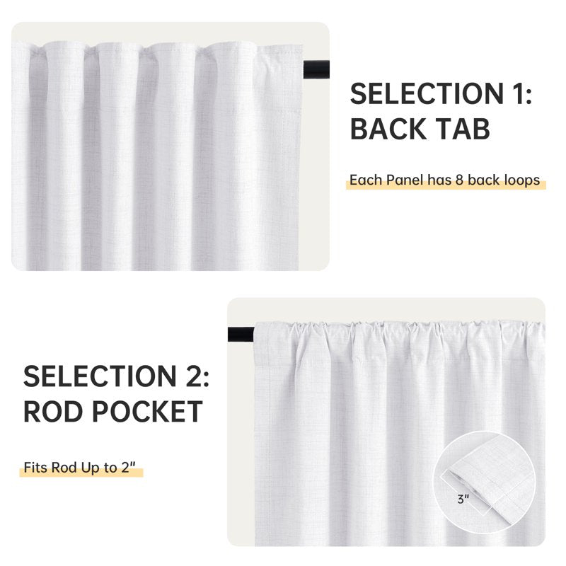 Blackout Faux Linen Curtains 52x120 Inches Set - Thermal Insulated Privacy Panels