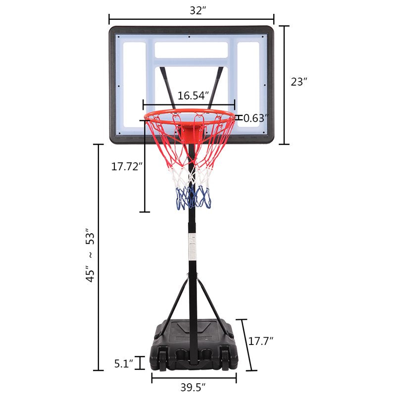 Portable Pool Basketball Hoop with Adjustable Height for Indoor & Outdoor Play