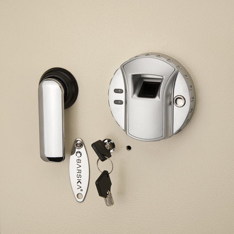 Large Biometric Wall Safe 0.82 Cu Ft Beige Security Safe with Fingerprint