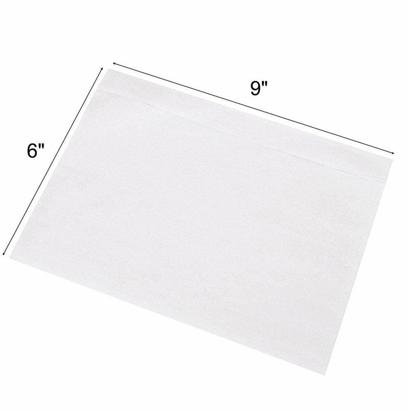 Clear Adhesive Shipping Label Envelopes for Packing List & Documents - 6x9 Inches, Pack of 100+